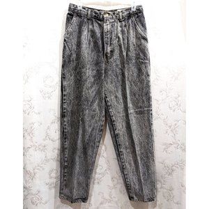 Vintage 90s 80s High Waist Acid Wash Black Jeans 16 High Rise Prairie Rose NWOT